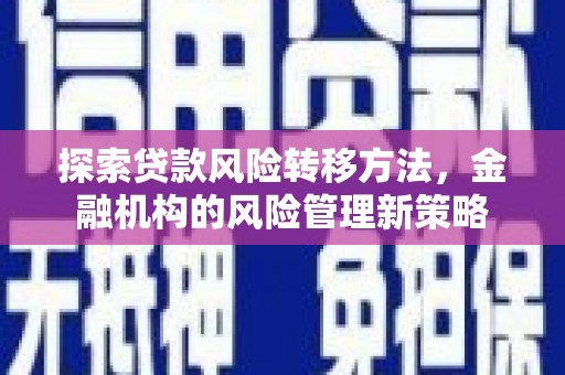 太子河探索贷款风险转移方法，金融机构的风险管理新策略