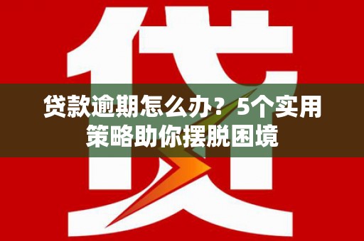 太子河贷款逾期怎么办？5个实用策略助你摆脱困境