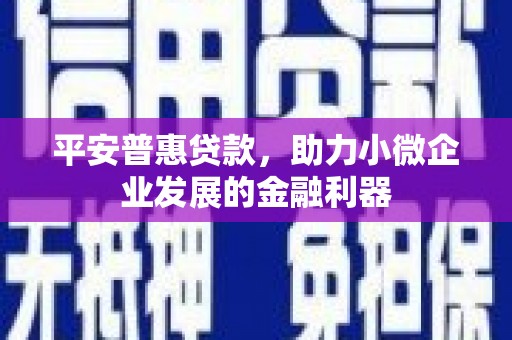 太子河平安普惠贷款，助力小微企业发展的金融利器