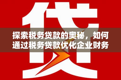 太子河探索税务贷款的奥秘，如何通过税务贷款优化企业财务