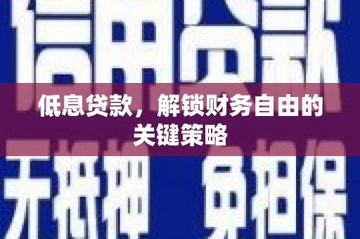 太子河低息贷款，解锁财务自由的关键策略