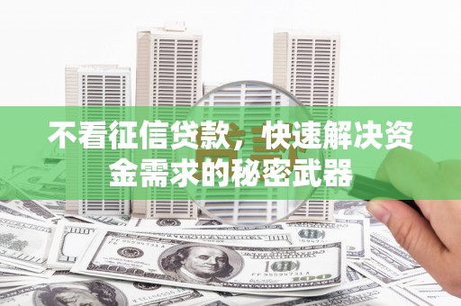 太子河不看征信贷款，快速解决资金需求的秘密武器