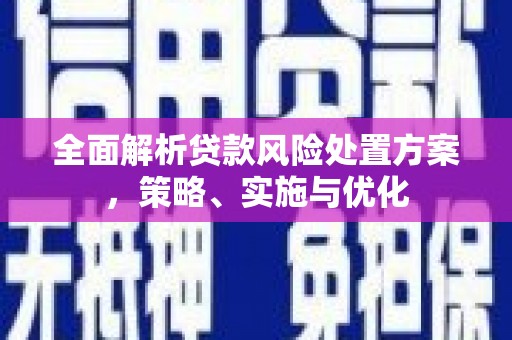 太子河全面解析贷款风险处置方案，策略、实施与优化