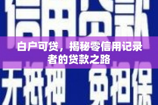 太子河白户可贷，揭秘零信用记录者的贷款之路