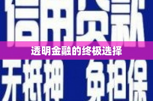太子河透明金融的终极选择